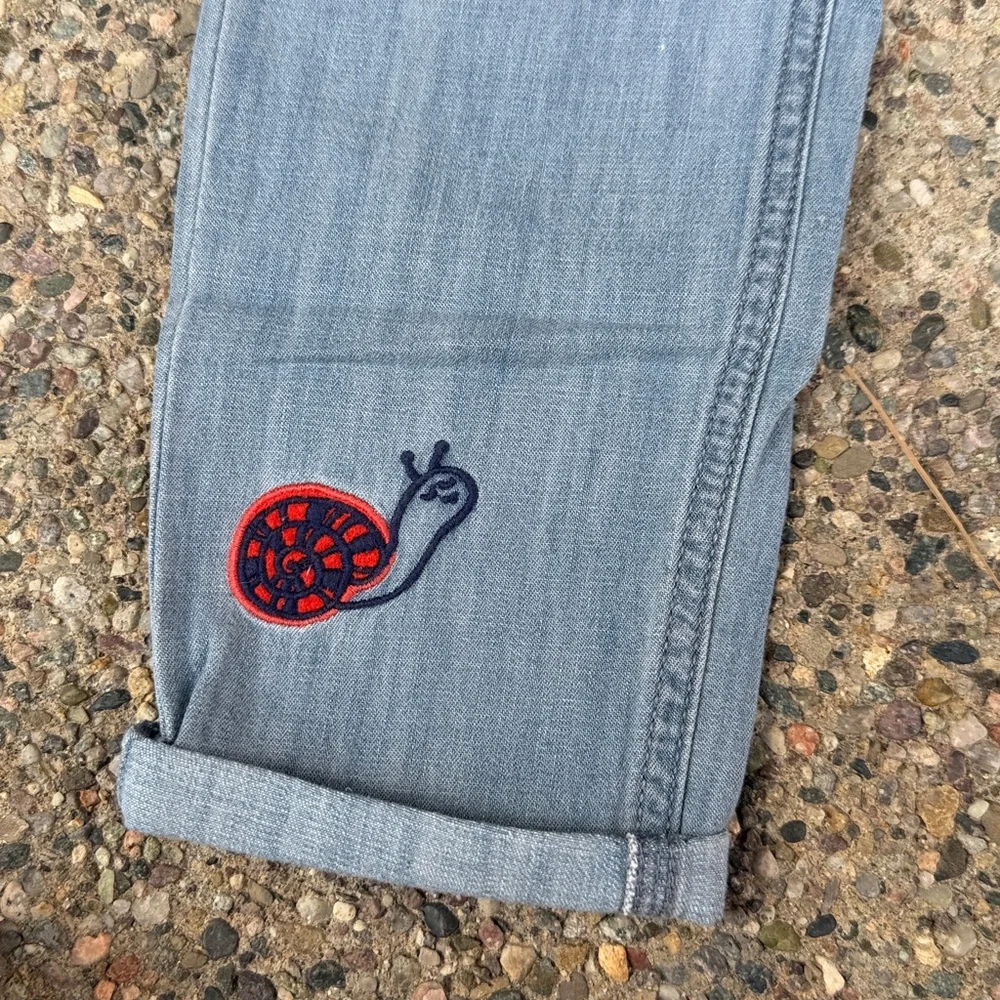 Gymboree Appliqué Embroidered Jeans Girls Size 10 Hearts Ladybug Light Wash NWOT